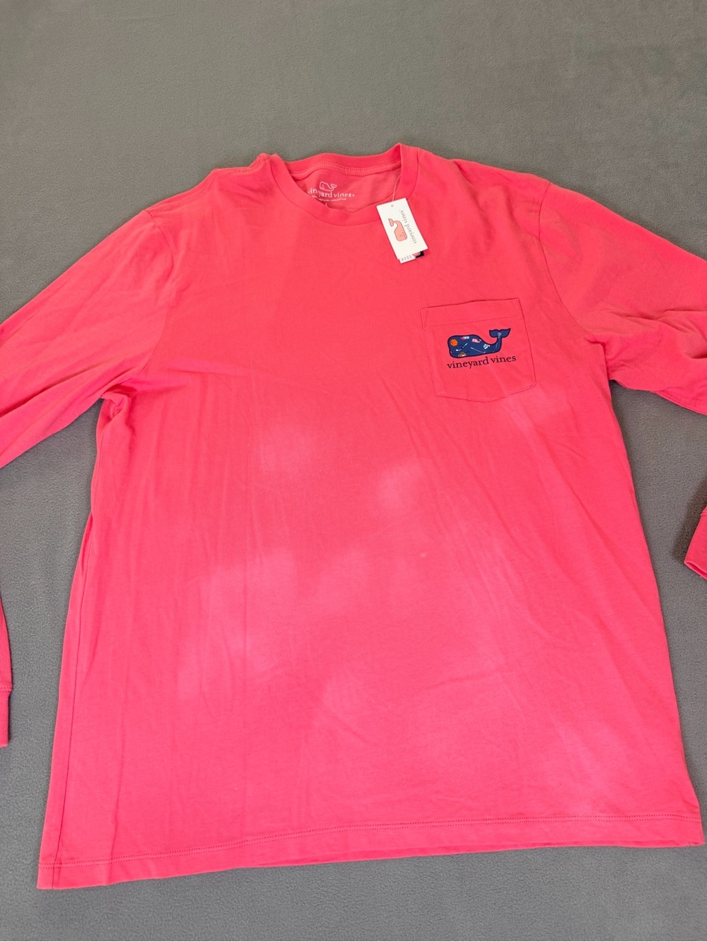 Vineyard Vines Coral Men's Multisport Whale Long Sleeve T-shirt- Large- NWT